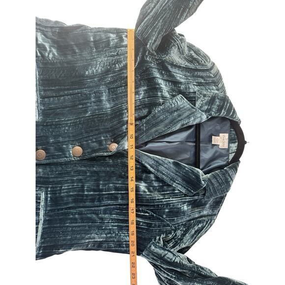 Chicos Size 2 Blue Velvet Boswell Blazer Jacket Silk Blend Unique Buttons #5611 - Picture 7 of 11